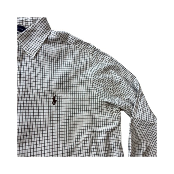 Ralph Lauren Mens Dress Shirt Long Sleeve Classic Fit Brown Checkered‎ Sz L - Picture 4 of 8
